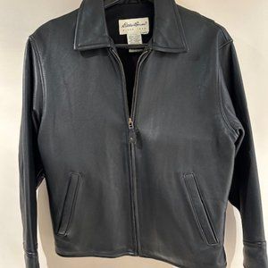 Women's Vintage Eddie Bauer Black Leather Jacket - Excellent Condition Size XS